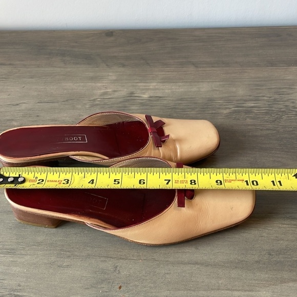 Vintage NavyBoot Italian leather beige & red leather bowtie slides size euro 37 - Picture 11 of 11